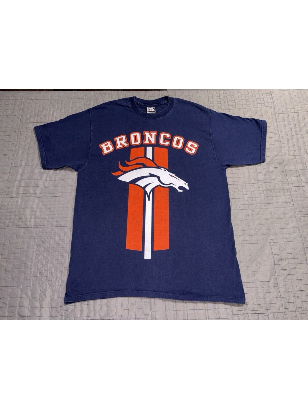 Vintage 90s Pro Player Denver Broncos NFL T Shirt Large Double Sided Logo